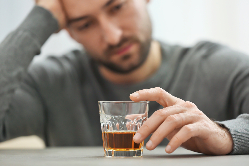 Depressed Man with Alcohol Addiction